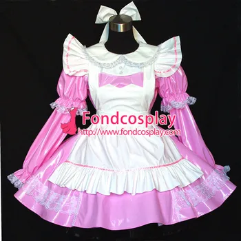 Sexy Sissy maid dress PVC rochie roz blocabil Uniformă cosplay costum Personalizat-a făcut[G507]