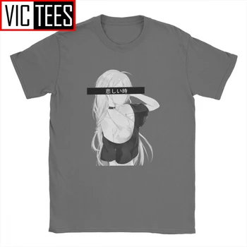 Sexy Trist Anime Fată T-Shirt Pentru Bărbați Otaku Moda Weeb Noutate Din Bumbac Tricou Harajuku Tricou Maneca Scurta Clasic Topuri
