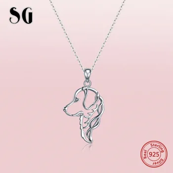 SG argint 925 pandantiv lanț golden retriever colier cu drăguț câine coliere moda bijuterii cadouri pentru femei