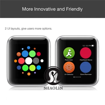 SHAOLIN Original Ceas Inteligent Seria 6 Dispozitive Portabile de Sincronizare Notifier pentru Apple Watch Android Bluetooth Smartwatch (Butonul Rosu)