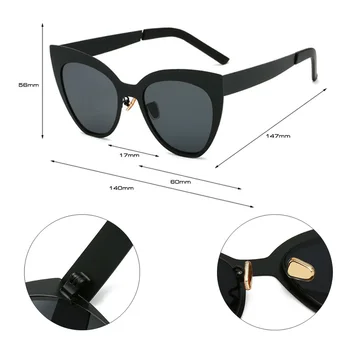 SHAUNA Moda Dublu Culoare Cadru Metalic Femei ochelari de Soare Ochi de Pisica UV400