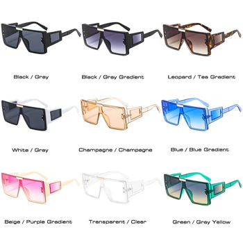 SHAUNA Retro Supradimensionat ochelari de Soare Patrati de Moda pentru Femei-O Bucată de Gradient Larg Picioare Ochelari de Oameni Nuante UV400 Unghii Ochelari de Soare