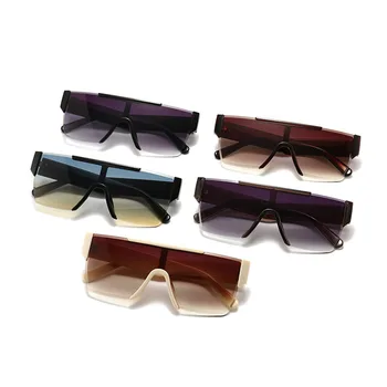 SHAUNA Supradimensionat Top Plat Jumătate Cadru ochelari de Soare Moda de-O Bucată Pătrată de Gradient Nuante UV400