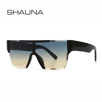 SHAUNA Supradimensionat Top Plat Jumătate Cadru ochelari de Soare Moda de-O Bucată Pătrată de Gradient Nuante UV400
