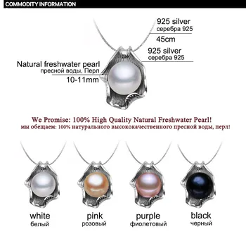 SHDIYAYUN Pearl Colier de Perle Bijuterii Naturale de apă Dulce Pearl Scoici Pandantive Argint 925 Bijuterii Pentru Femei, Cadou
