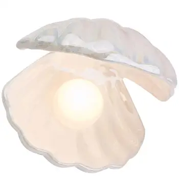 Shell Pearl Design Lumina de Noapte Ceramica Desktop Ornament Noptiera Decorative Lampa Decor Acasă Lampa pentru Dormitor (Alb)