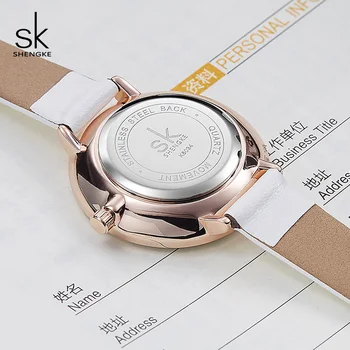 Shengke Creative Pearl Dial Femei Cuarț Ceas Piele Alb Doamnelor Încheietura Ceas Reloj Mujer 2020 Ziua femeii Cadou Ceasuri #K8034