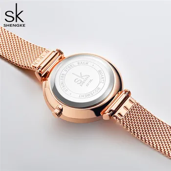 Shengke de Lux de Top pentru Femei Brand Ceas Design Unic Floare Mare Dial Cuarț ceasuri Plasă de Bandă de Oțel rezistent la apă Ceas de mână de sex Feminin