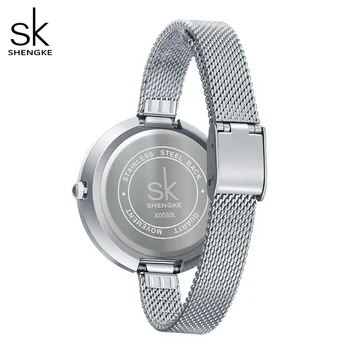 Shengke femei de Lux ceasuri de argint subțire cureaua ceasului de 38 mm, Cadran Mare doamnelor ceas Cuarț Japoneză reloj mujer zegarek damski