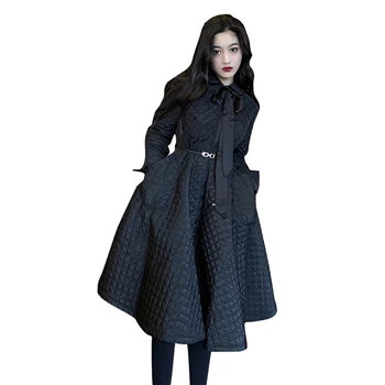 SHENGPALAE 2020 de Iarnă de Bumbac Culoare Solidă de Imbracaminte pentru Femei Vintage Over-the-genunchi jacheta de lungime medie, Talie O-linie Puffy Coat ZA5887