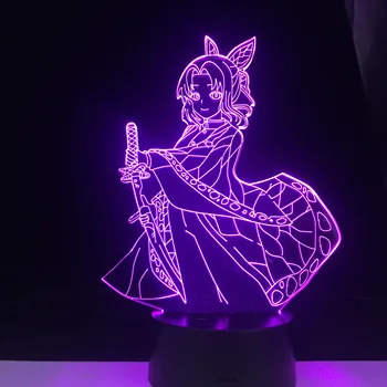 SHINOBU KOCHO 3D LED ANIME LAMPA DEMON SLAYER KIMETSU NU YAIBA Culori de Control de la Distanță Schimbare a Condus Lumina de Noapte Decor Acasă Cadou