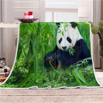 Sholisa Poliester Pătură Flanel Gros Panda Tricotate Primavara/Toamna Imprimate 3D pentru Copii de Calitate pentru Casa de Călătorie Picnic