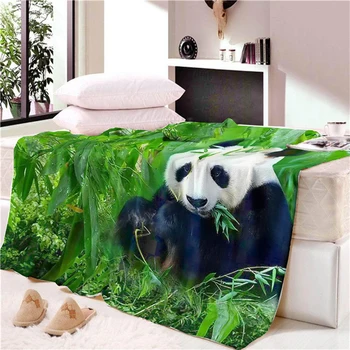Sholisa Poliester Pătură Flanel Gros Panda Tricotate Primavara/Toamna Imprimate 3D pentru Copii de Calitate pentru Casa de Călătorie Picnic