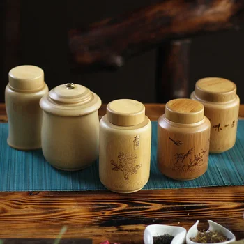 Sigilat cutii de ceai borcane pentru Depozitare container de bambus bucătărie recipiente cu capac bucătărie sticle bomboane cereale cutie etanșă coloana