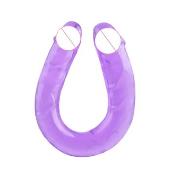 Silicon Jelly Vibrator Dublu Cap Realiste Anal Dildo-Uri Artificială Penis Mare Lesbiene U Shape Vibrator Punctul G Masaj Jucarii Sexuale Femei