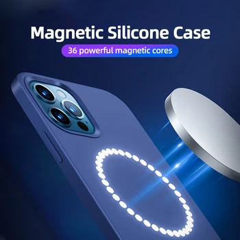 Silicon lichid Magnetic Telefon Caz Pentru iPhone 11 12 Pro Max Wireless Charging Cover Pentru iPhone XS MAX XR X 12 Protecție Coque