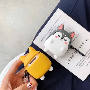 Silicon moale Caz Pentru Apple AirPods de Desene animate drăguț cățeluș Cască Caz Capacul de Protecție Pentru AirPod Caz de Încărcare Cutie de câine