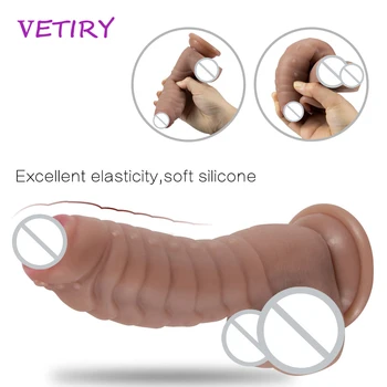 Silicon moale Realist Vibrator Super ventuza Mare femeia patrunde barbatul Penis Mare Masturbari sex Feminin Adult Produse Jucarii Sexuale pentru Femei