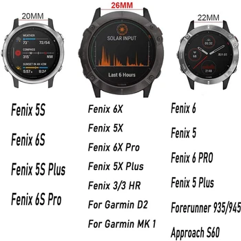 Silicon Watchband pentru Garmin Fenix 6X/5Xplus/Coborâre Mk1/D2 Charlie/5/5s/6/6s pro Ceas de Eliberare Rapidă Easy fit Bratara Curea