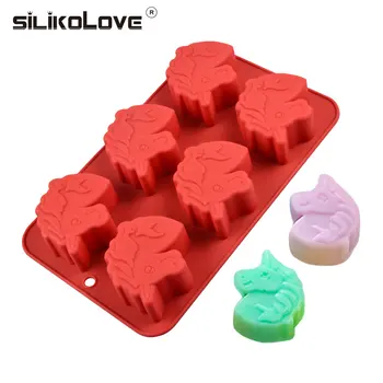 SILIKOLOVE 3D Unicorn Săpun Mucegai Silicon Săpun Mucegai Pentru DIY a Face Săpun Manual 6 Cavitatea Săpun Forma