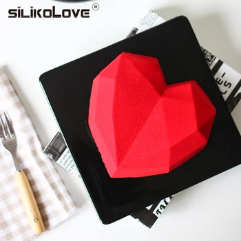 SILIKOLOVE 8 Cavitatea 3D mini Dragoste Inima în Formă de Diamant Silicome Forme Tort de Decorare Săpun Forme FDA/CIQ Eco-Friendly