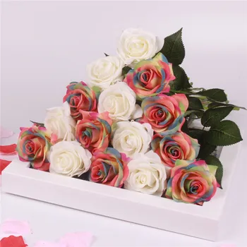 Silk touch reale artificiale de trandafir superb de flori de nunta, flori false pentru petrecere acasă decor cadou de ziua Îndrăgostiților 15 BUC/LOT