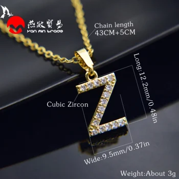 Simplu A-Z Scrisoare Colier Cubic Zirconia Inițială Colier Pentru Femei Aur, Argint Nume Culoare Colier Micro Moda Bijuterii