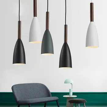 Simplu Lumini Pandantiv de Fier+Lemn Agățat de Corpuri de Bucătărie Apartament cu Living Room Sala de Mese Lemn Lampa corp de iluminat