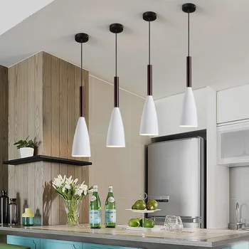 Simplu Lumini Pandantiv de Fier+Lemn Agățat de Corpuri de Bucătărie Apartament cu Living Room Sala de Mese Lemn Lampa corp de iluminat
