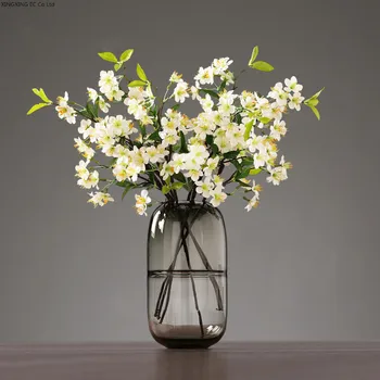 Simplu Vaza De Sticla Decor Acasă Blat Vaza Creative Gri Transparent De Sticlă Hidroponice Aranjament De Flori Accesorii