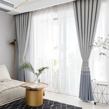 Simplu și Modern Nordic Perdele pentru Camera de zi Dormitor de Protectie din Bumbac cu Dungi Balcon Tesatura Perdea