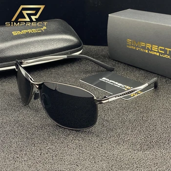 SIMPRECT Pătrat Polarizat ochelari de Soare Barbati 2021 Aluminiu-Magneziu Retro ochelari de Soare UV400 Anti-orbire permis de Ochelari de Soare Pentru Barbati