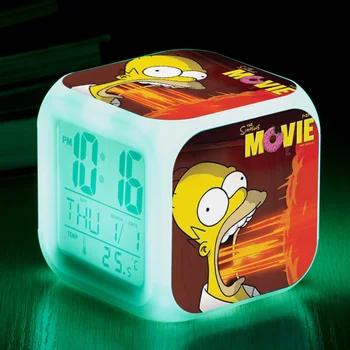 Simpson LED Ceas Digital de Schimbare a Culorii Ceas Deșteptător Noapte Lumina Stralucitoare Copii Ceas de Birou Copii Drăguț Cadou pentru Copii Baieti Fete