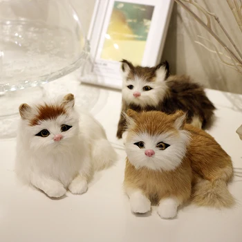 Simulare animal pisică jucărie de pluș grup de pisica drăguț papusa model de masina ornamente decor, cadou de ziua de nastere