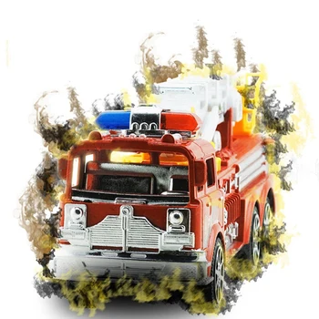 Simulare de Incendiu la Motor Trage Înapoi Jucărie Inerțiale Foc Camion de Jucărie pentru Copii Mașini de Jucărie Mare Inerție Simulare Camion de Incendiu Scara Model