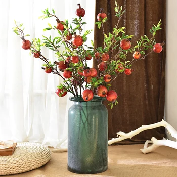 Simulare Roșu Fructe De Rodie Long Branch Casa Moale Decor Berry Living Aranjament De Flori Fereastra Desktop Podea