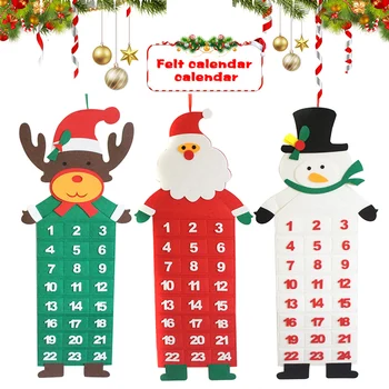 Simțit Crăciun Calendar Advent, cu Buzunare Mos craciun/Ren/om de Zăpadă Acasă Decor de Perete 66CY