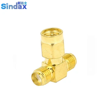 Sindax Ton de Aur Direct SMA tată a Doi SMA Mufa RF Adaptor Coaxial Tee Conector 5pcs