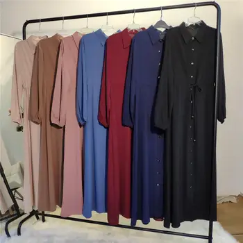 Singur pieptul cămașă în stil pur de culoare simplu deschis Musulman abaya neglijeu de moda dubai islamic abaya serviciu de rugăciune de îmbrăcăminte
