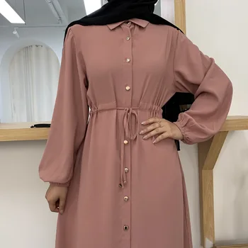 Singur pieptul cămașă în stil pur de culoare simplu deschis Musulman abaya neglijeu de moda dubai islamic abaya serviciu de rugăciune de îmbrăcăminte