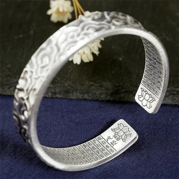Singura Amintire Retro Creative Argint Thai Nori Scripturile Budiste Argint 925 Feminin Redimensionabilă Brățări SBR165