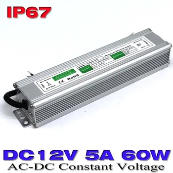 Singură Ieșire Comutator Power Supply DC 12V 5A 60W rezistent la apa IP67 LED Driver Transformator 100-240V AC-DC SMPS Pentru Lumina Led-uri de Afișare