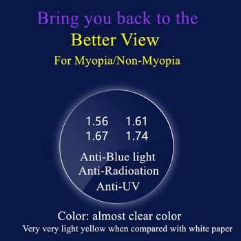 Singură viziune Radiații preveni ochelari baza de Prescriptie medicala Lentile blue-ray/UV anti Asferice Dioptrii Lentile Miopie Hipermetropie Prezbiopie