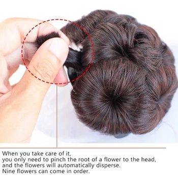 Sintetic, ondulat cocul Chignon mesa pentru femei 9 flori role Clip în fals de păr accesorii de Înaltă Temperatură Fibre articole pentru acoperirea capului