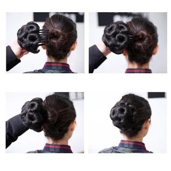 Sintetic, ondulat cocul Chignon mesa pentru femei 9 flori role Clip în fals de păr accesorii de Înaltă Temperatură Fibre articole pentru acoperirea capului