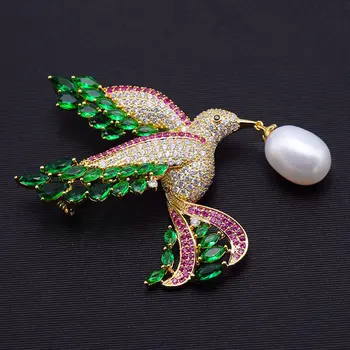 SINZRY NOU DIY Naturale perla brosa pin norocos pasăre de zircon cubic de partid costum lady broșe Hot de bijuterii accesorii