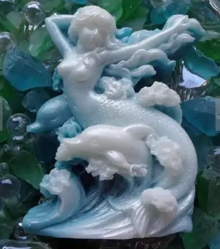 Sirena și Delfinul de Echitatie un Val de Săpun Manual Mucegai Silicon 3D Sirena Săpun Mucegai