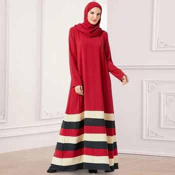 Siskakia Maxi Rochie de Moda Curcubeu cu Dungi Mozaic Plus Dimensiune Rochii cu Maneci Lungi O Gât vrac Casual Femei Haine Arabe