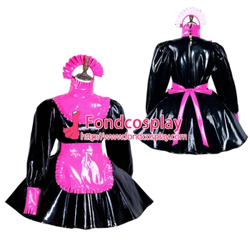 Sissy menajera PVC blocabil rochie Uniformă cosplay costum adaptate[G3817]