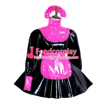 Sissy menajera PVC blocabil rochie Uniformă cosplay costum adaptate[G3817]